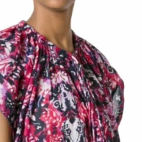 IRO Blouse Womens 4 Pink Short Sleeve Neck Ties Abstract Blouse Iseline EU36 - Picture 10 of 11